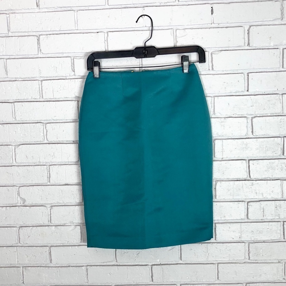 St. John Women’s Teal Liquid Satin‎ Pencil Skirt